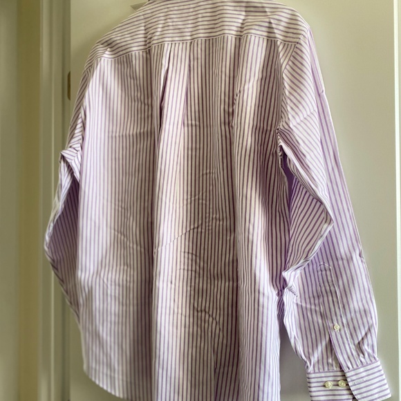 Brooks Brothers 346 Original Polo Long Sleeve Shirt Mauve & White Stripe Size M - Picture 2 of 8